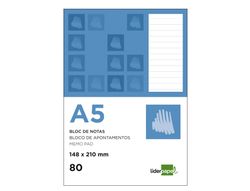 Bloc Notas Liderpapel Horizontal A5 80 Hojas 60G/M2 Perforado