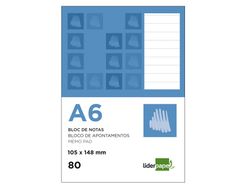 Bloc Notas Liderpapel Horizontal A6 80 Hojas 60G/M2 Perforado