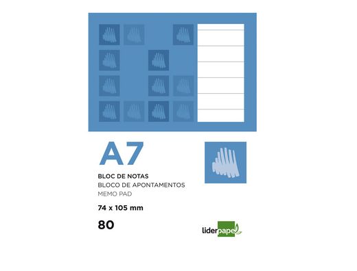 Bloc Notas Liderpapel Horizontal A7 80 Hojas 60G/M2 Perforado
