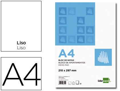 Bloc Notas Liderpapel Liso A4 80 Hojas 60G/M2