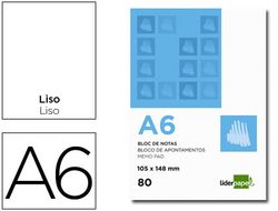 Bloc Notas Liderpapel Liso A6 80 Hojas 60G/M2 Perforado