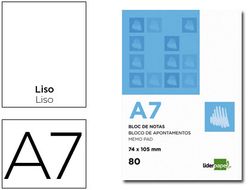 Bloc Notas Liderpapel Liso A7 80 Hojas 60G/M2 Perforado
