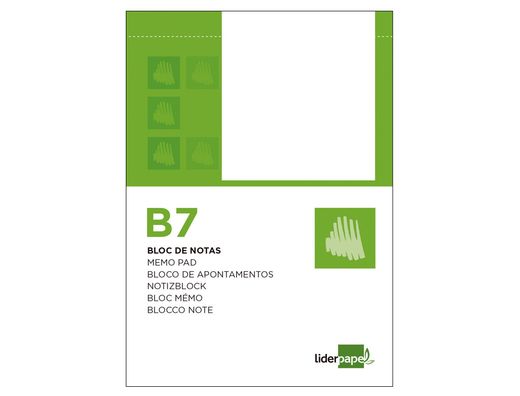 Bloc Notas Liderpapel Liso B7 80 Hojas 60G/M2 Perforado