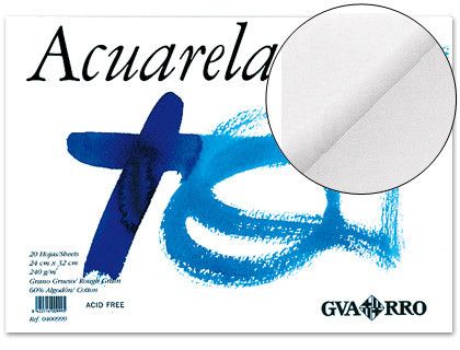 Bloc Papel acuarela Gvarro 20 hojas de 240 gr. tamañio A3+ (32.5x46 cm.)