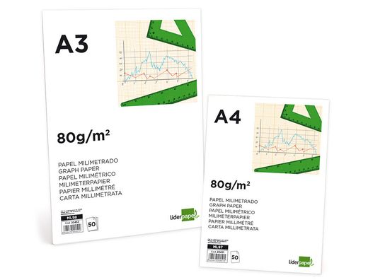 Bloc Papel Milimetrado Liderpapel Encolado 297X420Mm 50 Hojas 80G/M2