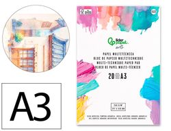 Bloc papel multitecnica liderpapel din A3 para acrilico oleo y gouache 20 hojas gramaje 260g/m2