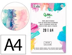 Bloc papel multitecnica liderpapel din A4 para acrilico oleo y gouache 20 hojas gramaje 260g/m2