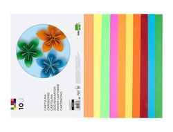 Bloc trabajos manuales liderpapel cartulina 240x315mm 10 hojas 5 colores neon + 5 colores intensos