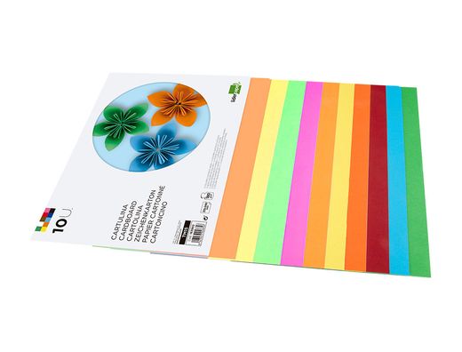Bloc trabajos manuales liderpapel cartulina 240x315mm 10 hojas 5 colores neon + 5 colores intensos