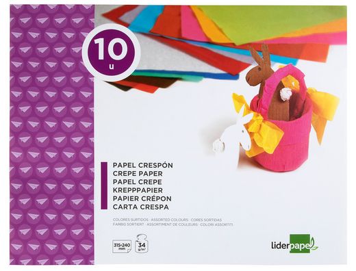 Bloc Trabajos Manuales Liderpapel Crespon 240X315Mm 10 Hojas Colores Surtidos