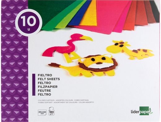 Bloc Trabajos Manuales Liderpapel Fieltro 240X315Mm 10 Hojas Colores Surtidos