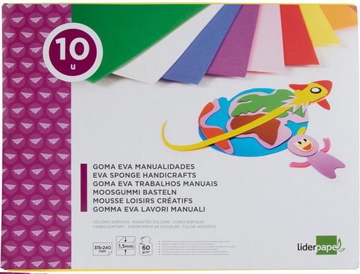 Bloc Trabajos Manuales Liderpapel Goma Eva 240X315Mm 10 Hojas Colores Surtidos