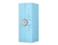 Boligrafo belius bella aluminio color azul celeste diseńo plateado relieve tinta azul caja de diseńo