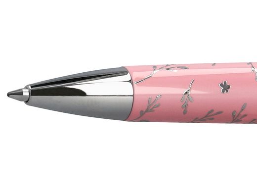 Boligrafo belius bella aluminio color rosa diseńo plateado relieve tinta azul caja de diseńo