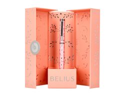 Boligrafo belius bella aluminio color rosa diseńo plateado relieve tinta azul caja de diseńo