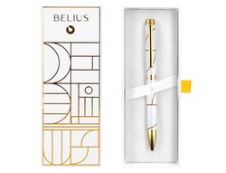 Boligrafo belius carte blanche color y blanco dorado tinta azul caja de diseño