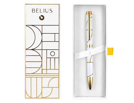 Boligrafo belius carte blanche color y blanco dorado tinta azul caja de diseño