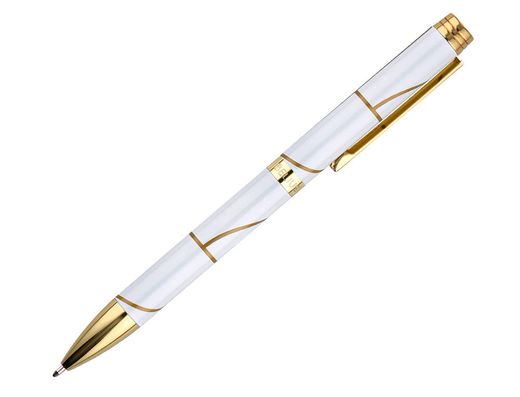 Boligrafo belius carte blanche color y blanco dorado tinta azul caja de diseño
