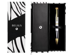Boligrafo belius dualita cuerpo blanco color negro tinta azul caja de diseño