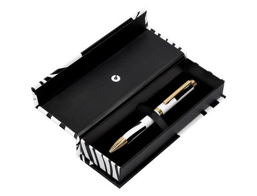 Boligrafo belius dualita cuerpo blanco color negro tinta azul caja de diseño