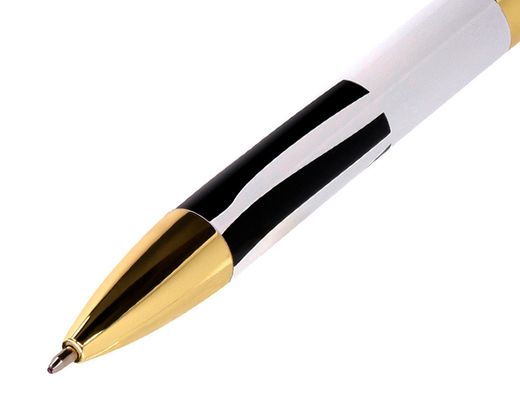 Boligrafo belius dualita cuerpo blanco color negro tinta azul caja de diseño