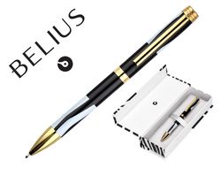 Boligrafo belius dualita cuerpo negro color blanco tinta azul caja de diseño