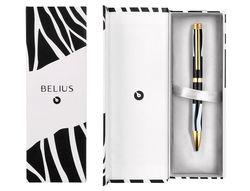 Boligrafo belius dualita cuerpo negro color blanco tinta azul caja de diseño