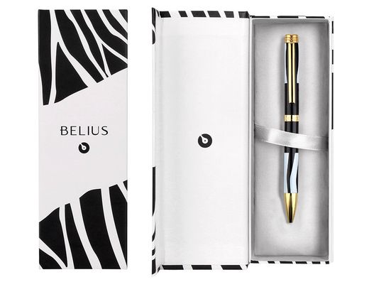 Boligrafo belius dualita cuerpo negro color blanco tinta azul caja de diseño