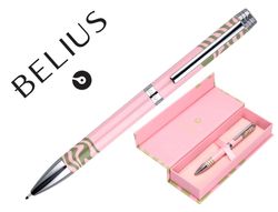 Boligrafo belius ink dreams aluminio color rosa y verde matcha plateado frase interior tinta azul caja de diseño
