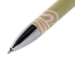 Boligrafo belius ink dreams aluminio color verde matcha y rosa plateado frase interior tinta azul caja de diseño