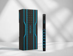 Boligrafo belius legacy aluminio diseńo circulos azul cuerpo negro tinta color azul caja de diseńo