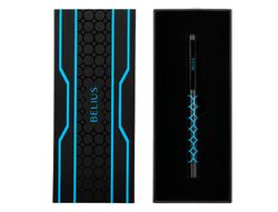 Boligrafo belius legacy aluminio diseńo circulos azul cuerpo negro tinta color azul caja de diseńo