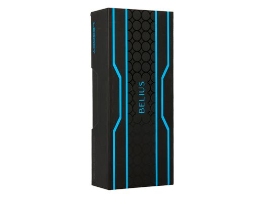 Boligrafo belius legacy aluminio diseńo circulos azul cuerpo negro tinta color azul caja de diseńo