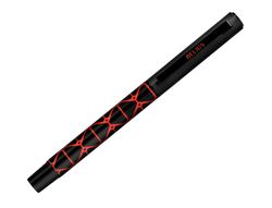 Boligrafo belius legacy aluminio diseńo triangulo rojo cuerpo negro tinta color azul caja de diseńo
