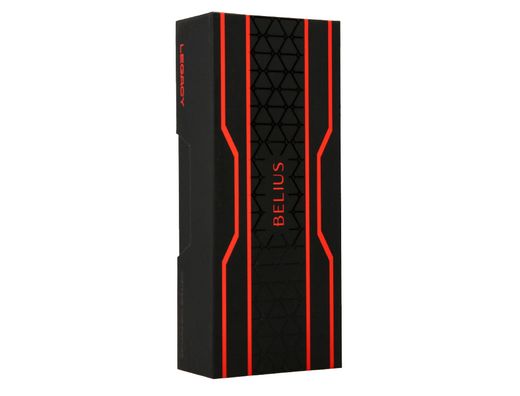 Boligrafo belius legacy aluminio diseńo triangulo rojo cuerpo negro tinta color azul caja de diseńo