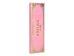 Boligrafo belius macaron bliss forma hexagonal color rosa y dorado tinta azul caja de diseño