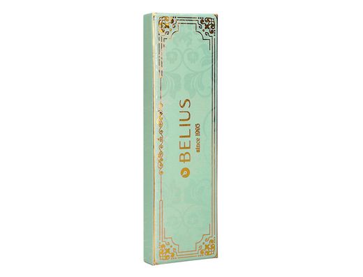 Boligrafo belius macaron bliss forma hexagonal color verde dorado tinta azul caja de diseño