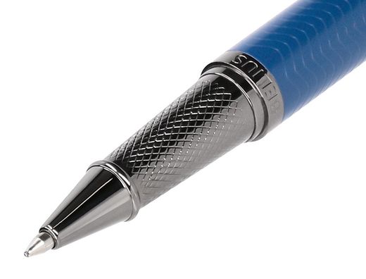 Boligrafo belius neptuno aluminio textura wavy color azul marino tinta azul caja de diseño