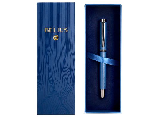 Boligrafo belius neptuno aluminio textura wavy color azul marino tinta azul caja de diseño