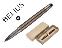 Boligrafo belius neptuno aluminio textura wavy color caqui tinta azul caja de diseño