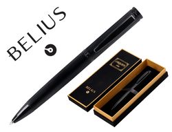 Boligrafo belius origen 1995 aluminio textura cepillada color negro tinta azul caja de diseño