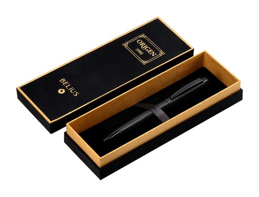 Boligrafo belius origen 1995 aluminio textura cepillada color negro tinta azul caja de diseño