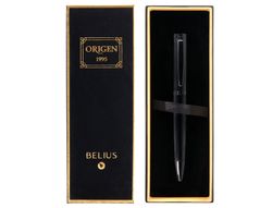 Boligrafo belius origen 1995 aluminio textura cepillada color negro tinta azul caja de diseño
