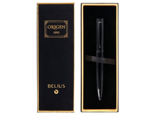 Boligrafo belius origen 1995 aluminio textura cepillada color negro tinta azul caja de diseño