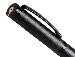 Boligrafo belius origen 1995 aluminio textura cepillada color negro tinta azul caja de diseño