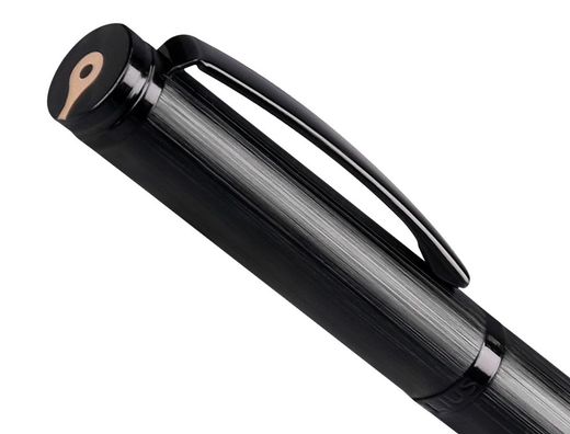 Boligrafo belius origen 1995 aluminio textura cepillada color negro tinta azul caja de diseño