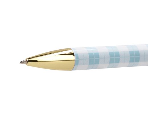 Boligrafo belius perfect picnic day aluminio color azul celeste dorado tinta azulcaja de diseńo