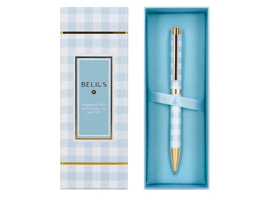 Boligrafo belius perfect picnic day aluminio color azul celeste dorado tinta azulcaja de diseńo
