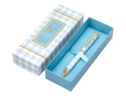 Boligrafo belius perfect picnic day aluminio color azul celeste dorado tinta azulcaja de diseńo