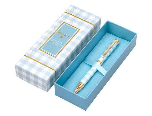 Boligrafo belius perfect picnic day aluminio color azul celeste dorado tinta azulcaja de diseńo